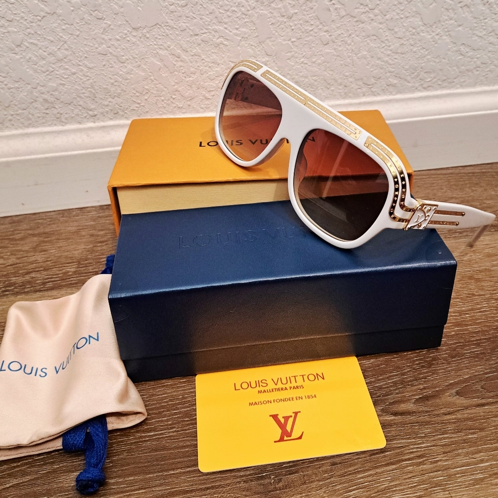Louis Vuitton 1.0 Millionaire Square White Acetate Framed Brown Lens Sunglasses
